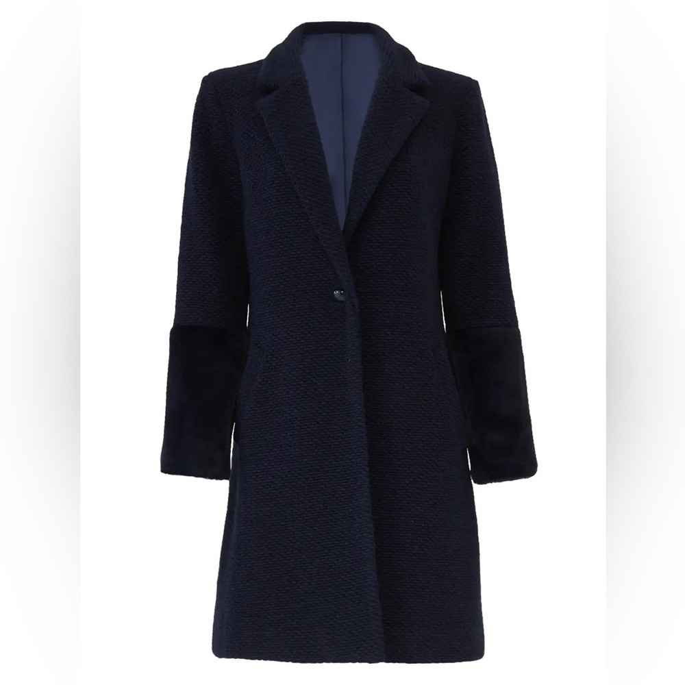 Hutch Wool / Faux Fur Navy Elaina Coat XL